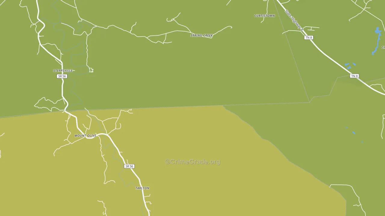 Tarlton, TN Map of Theft Rates