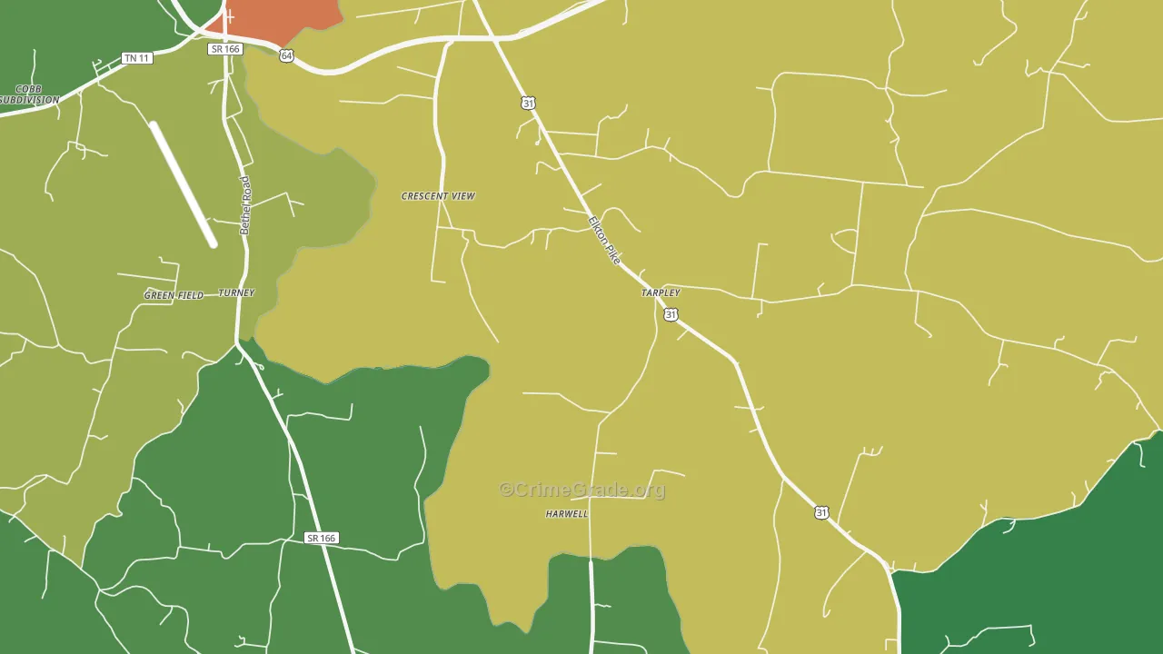 Tarpley, TN Map of Theft Rates
