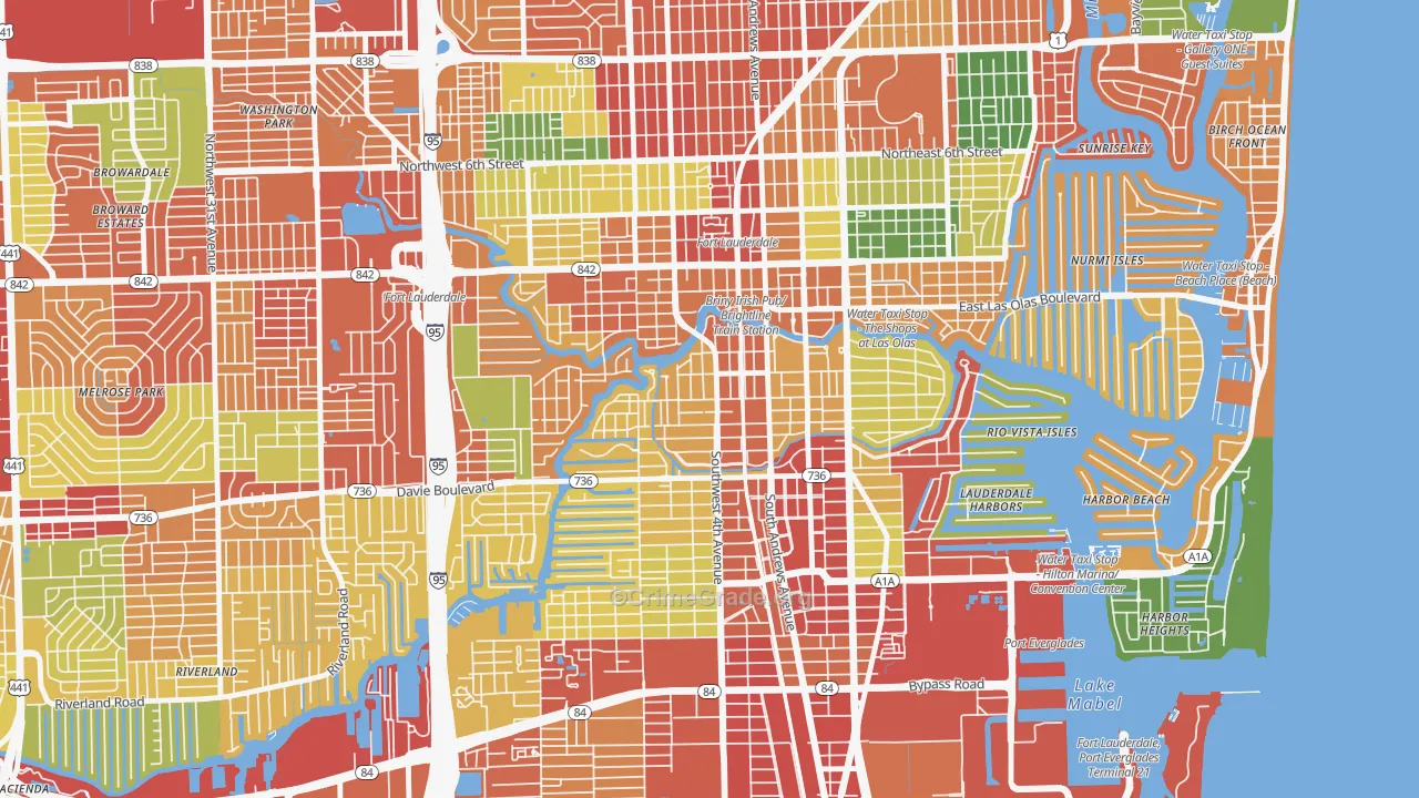 Tarpon River, Fort Lauderdale, FL Map of Theft Rates