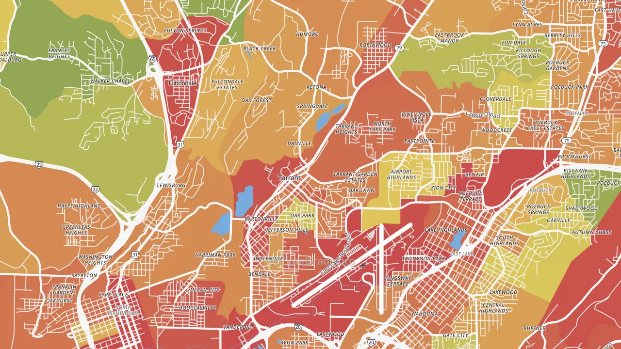 Tarrant, AL Map of Theft Rates