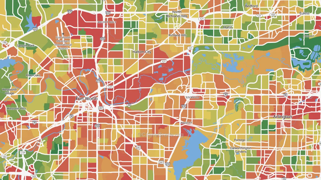 Tarrant County, TX Map of Theft Rates