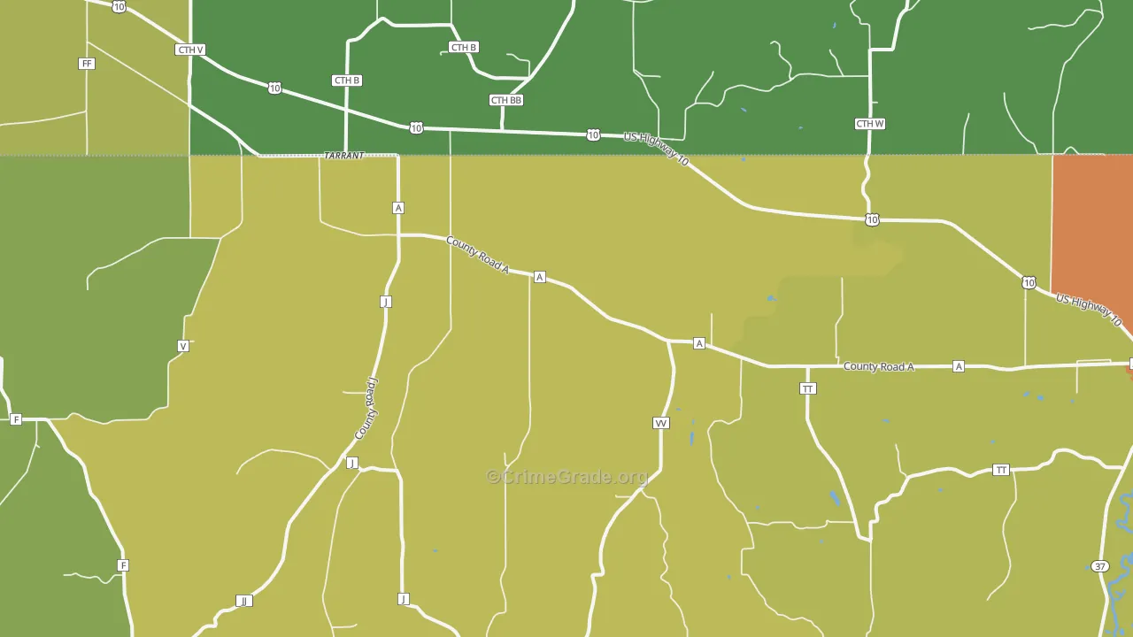 Tarrant, WI Map of Theft Rates