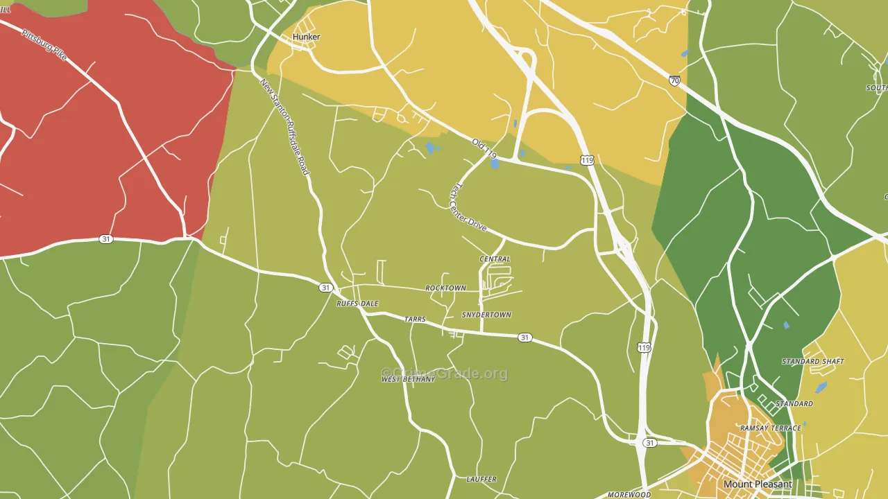 Tarrs, PA Map of Theft Rates
