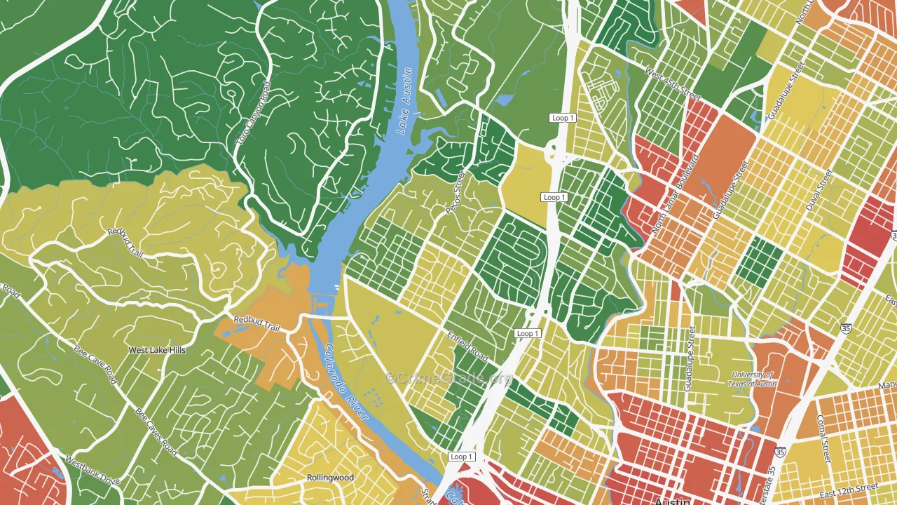 Tarrytown, Austin, TX Map of Theft Rates