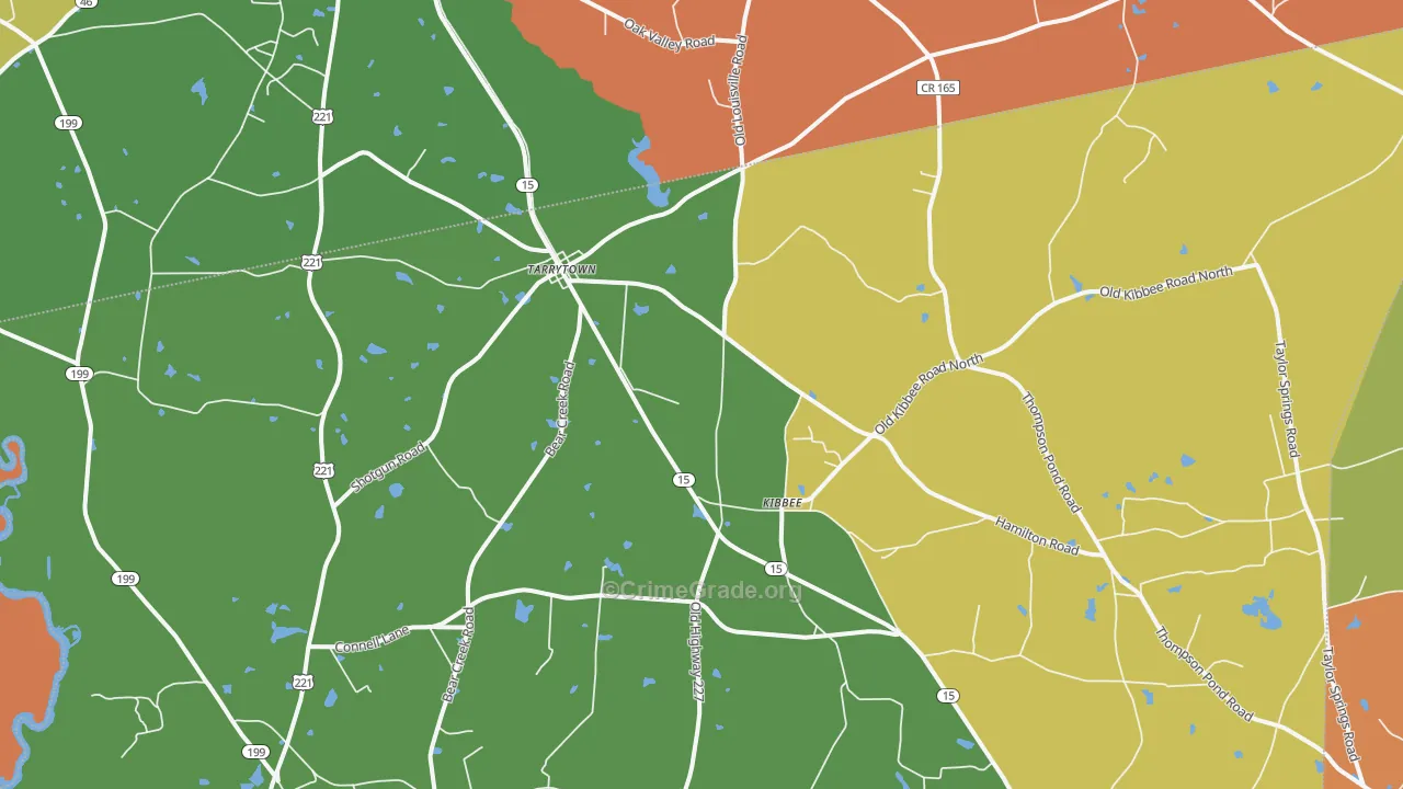 Tarrytown, GA Map of Theft Rates