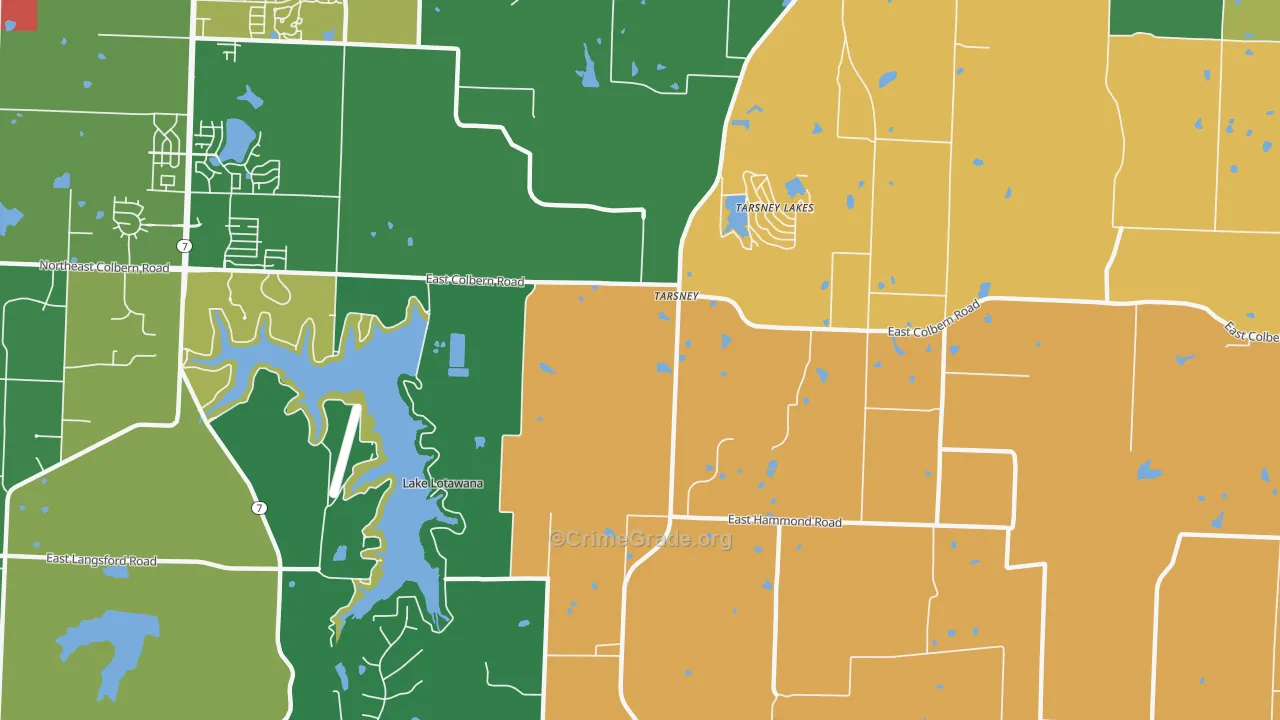 Tarsney Lakes, MO Map of Theft Rates