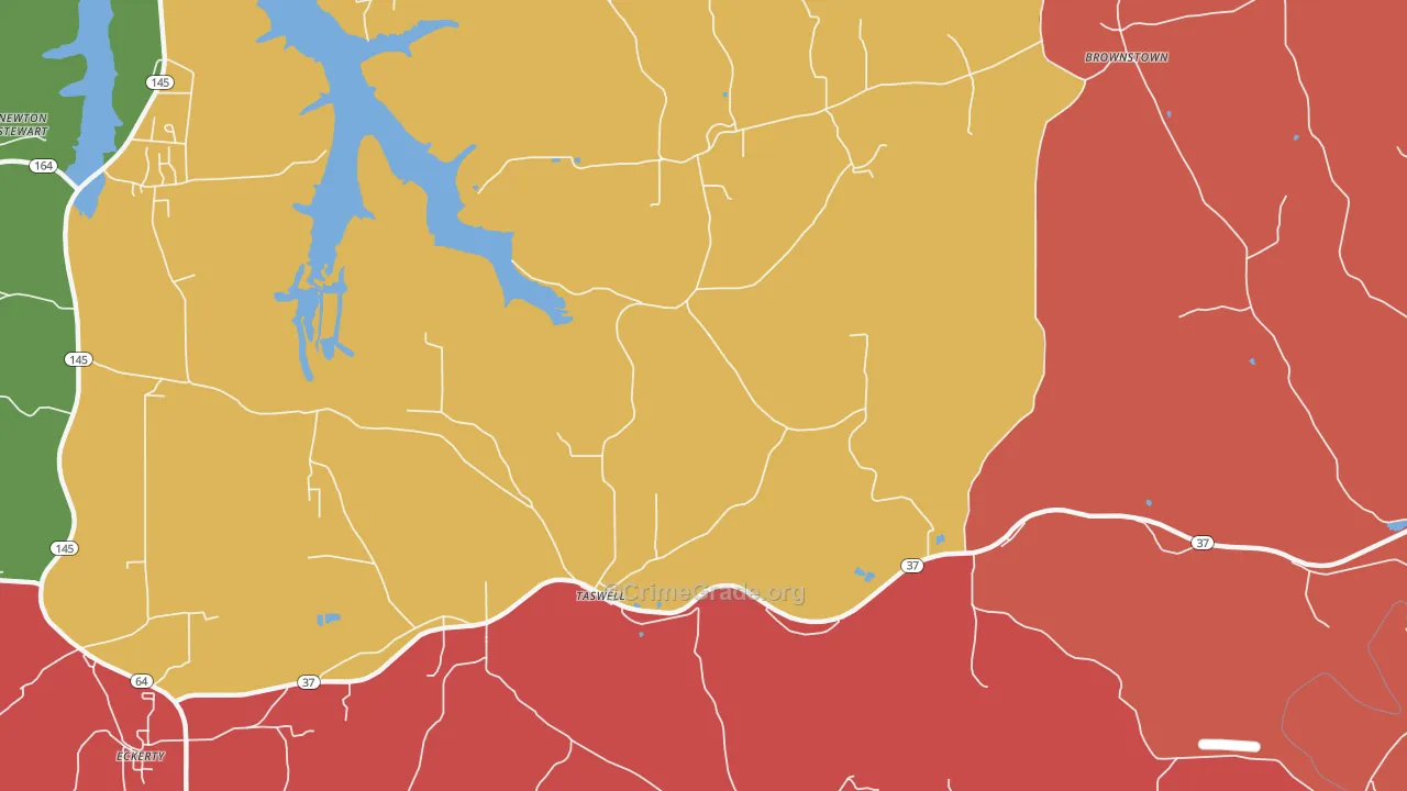 Taswell, IN Map of Theft Rates