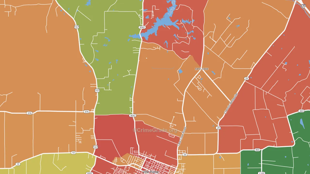 Tate Cove, LA Map of Theft Rates