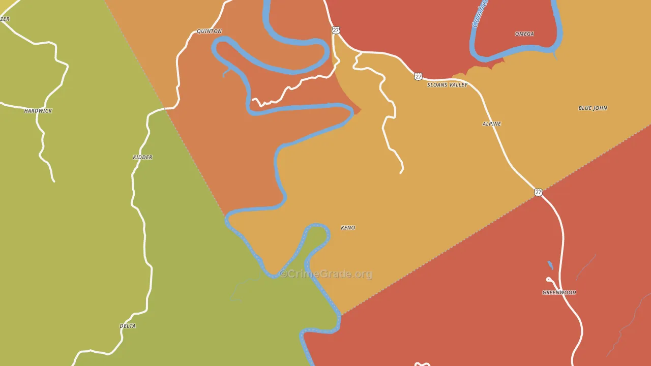 Tateville, KY Map of Theft Rates