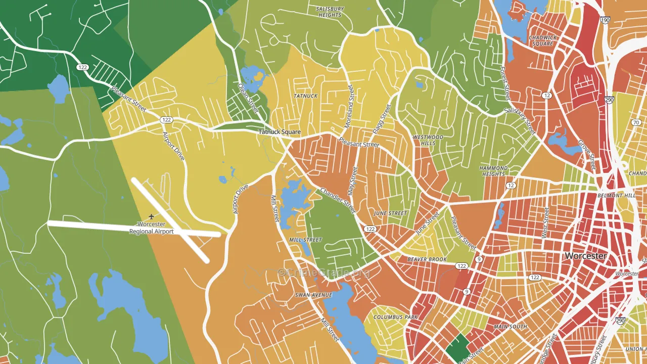 Tatnuck, Worcester, MA Map of Theft Rates