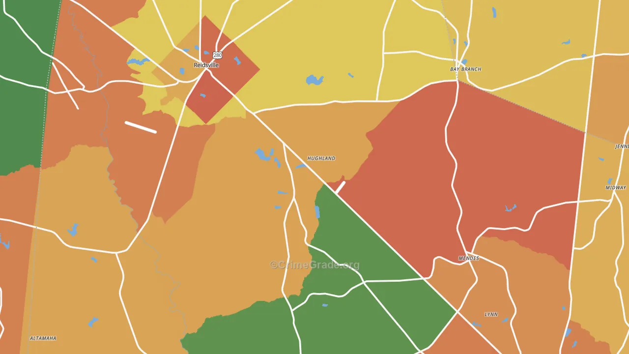 Tattnall County, GA Map of Theft Rates