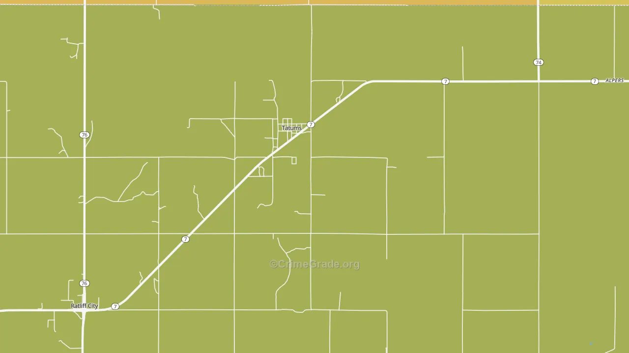 Tatums, OK Map of Theft Rates