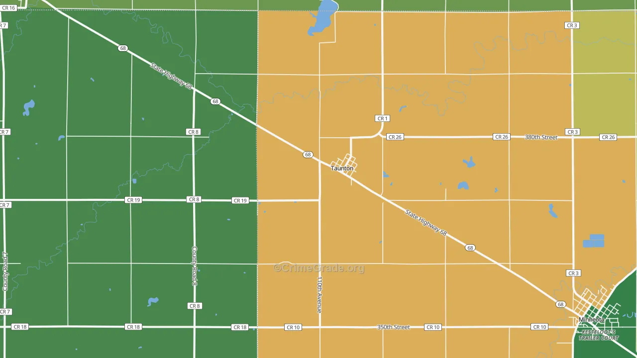 Taunton, MN Map of Theft Rates
