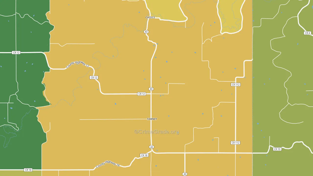 Tawney, MN Map of Theft Rates