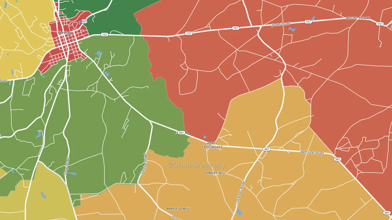 Taxahaw, SC Map of Theft Rates