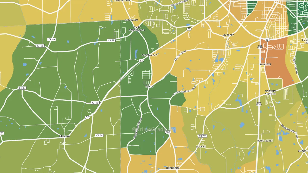 Taylor, AL Map of Theft Rates