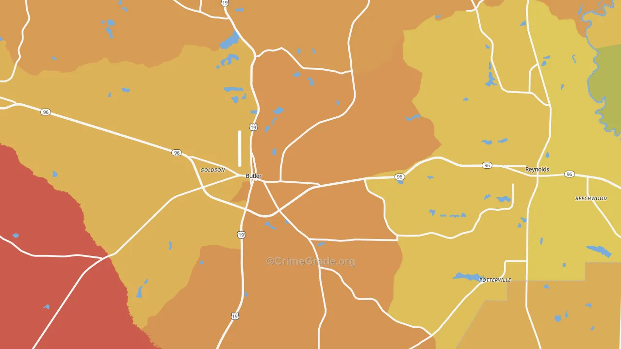 Taylor County, GA Map of Theft Rates