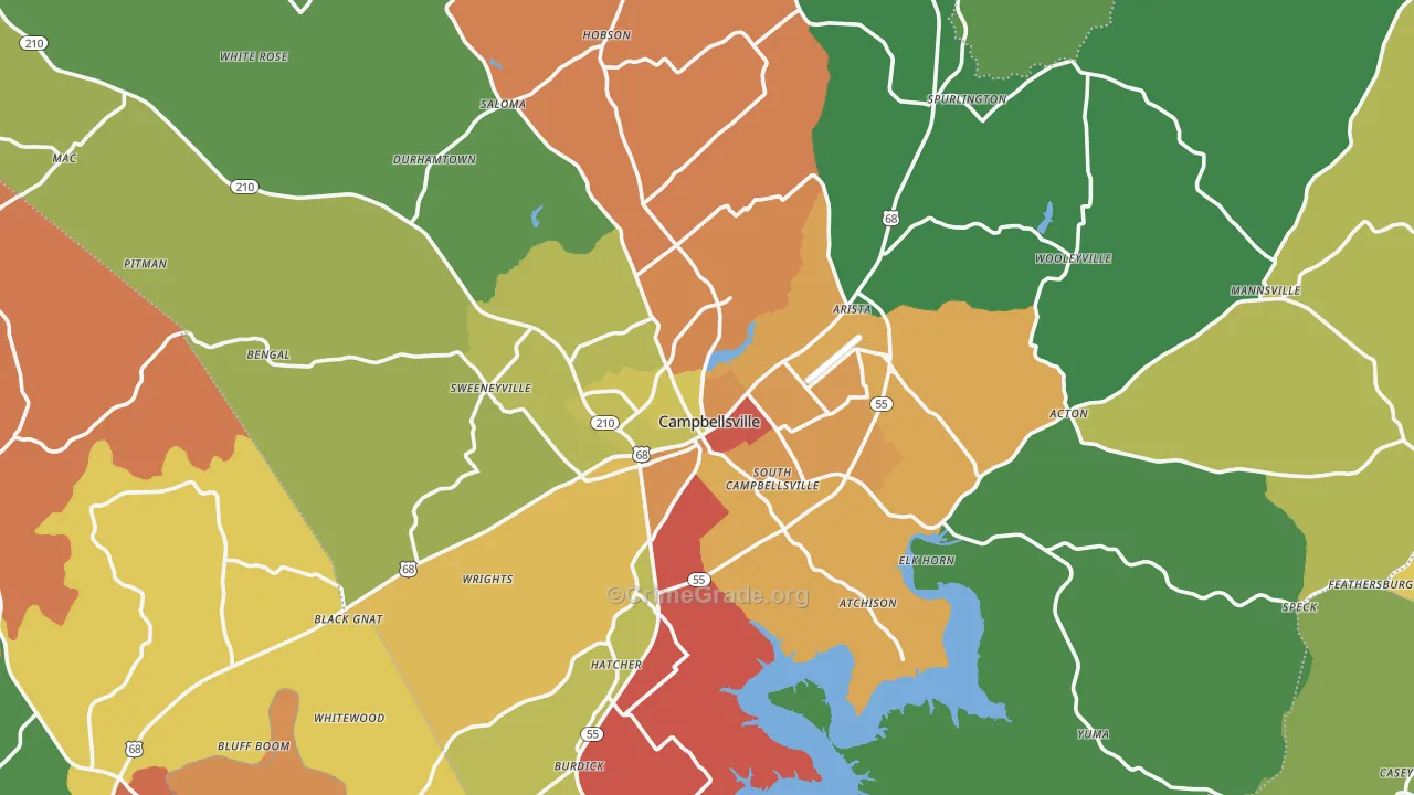 Taylor County, KY Map of Theft Rates