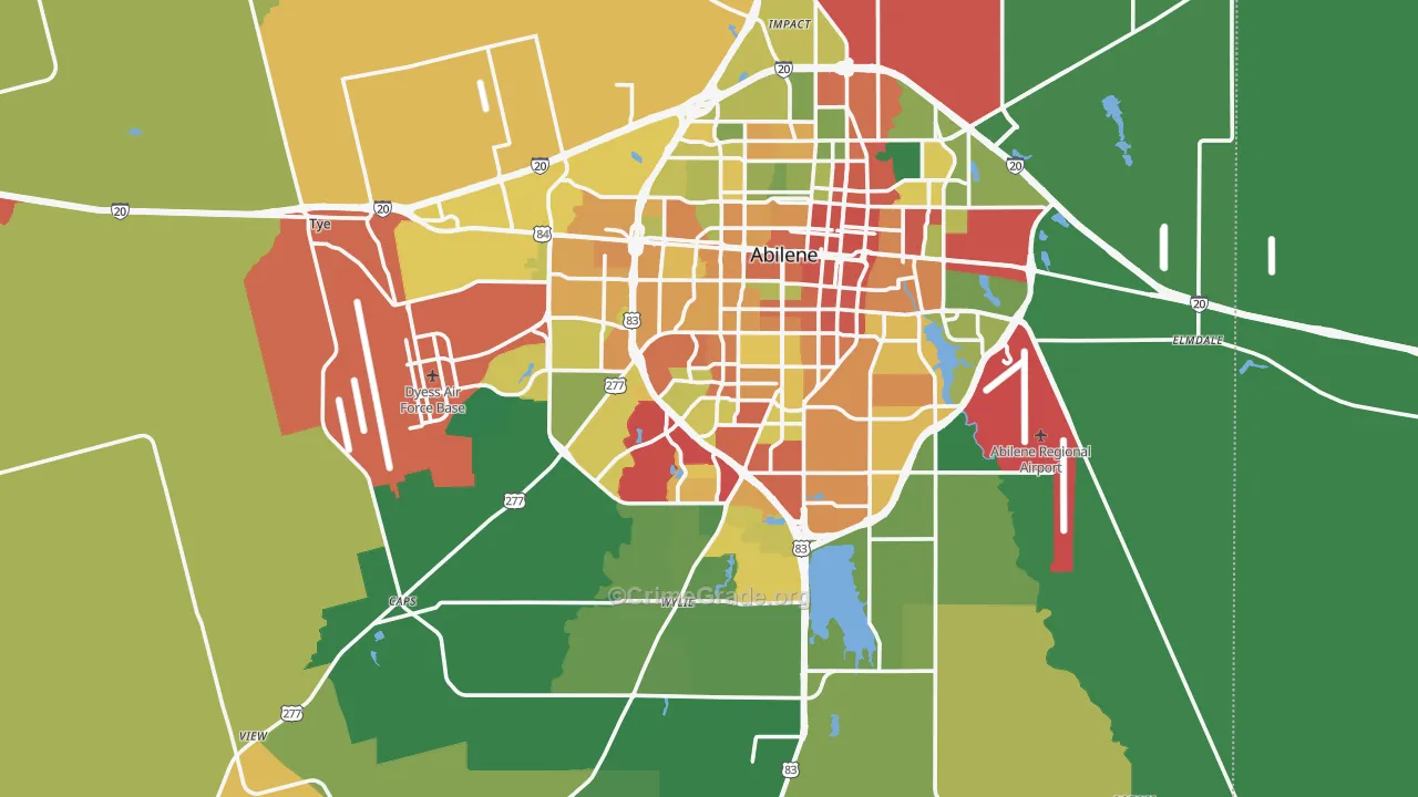 Taylor County, TX Map of Theft Rates