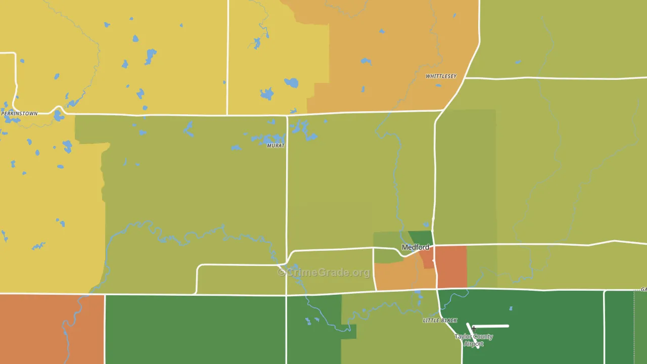 Taylor County, WI Map of Theft Rates