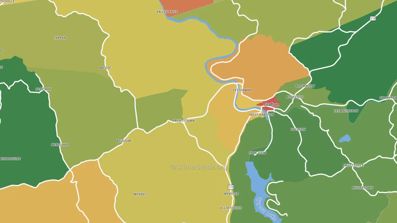 Taylor County, WV Map of Theft Rates