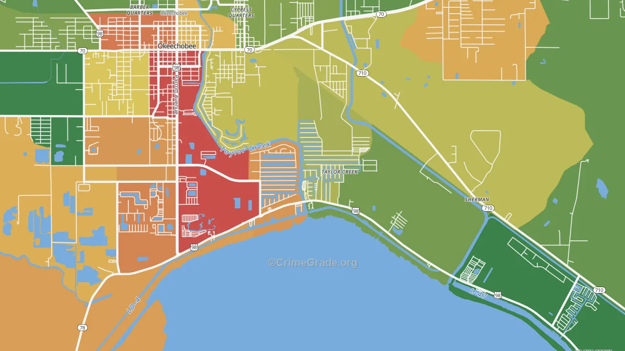 Taylor Creek, FL Map of Theft Rates