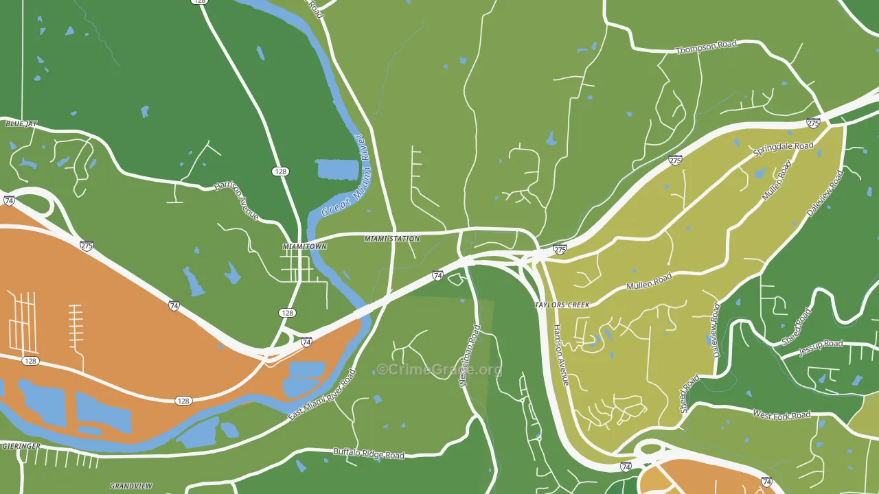 Taylor Creek, OH Map of Theft Rates