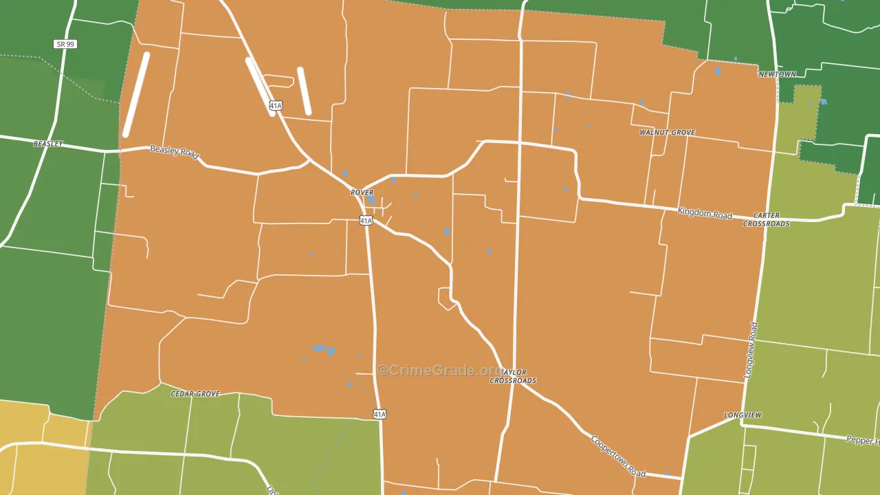 Taylor Crossroads, TN Map of Theft Rates