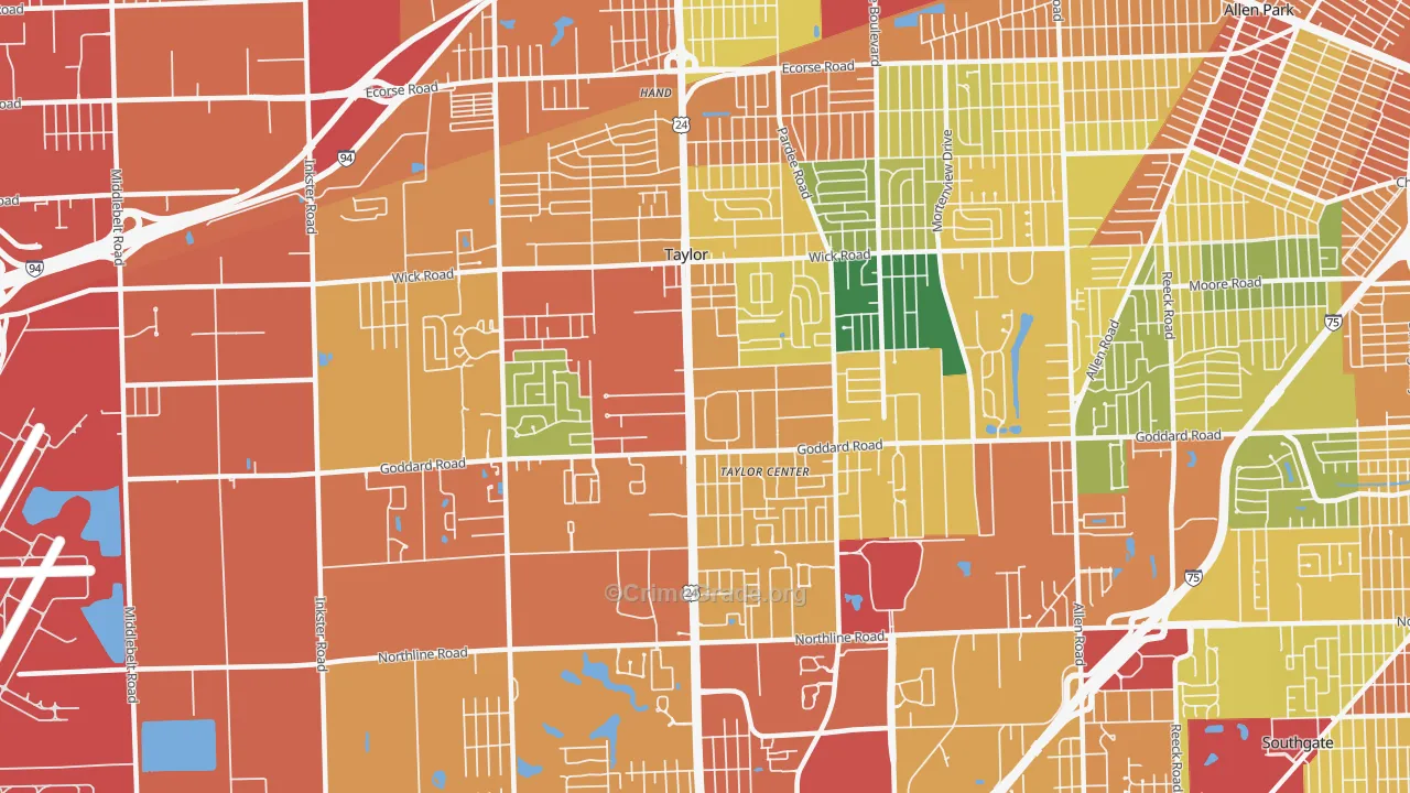 Taylor, MI Map of Theft Rates