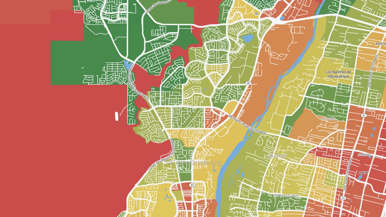 Taylor Ranch, Albuquerque, NM Map of Theft Rates