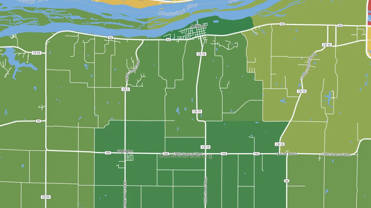 Taylor Ridge, IL Map of Theft Rates