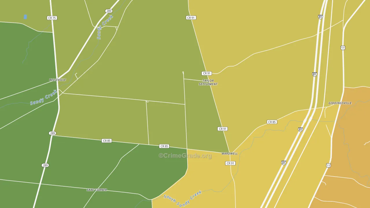 Taylor Settlement, NY Map of Theft Rates
