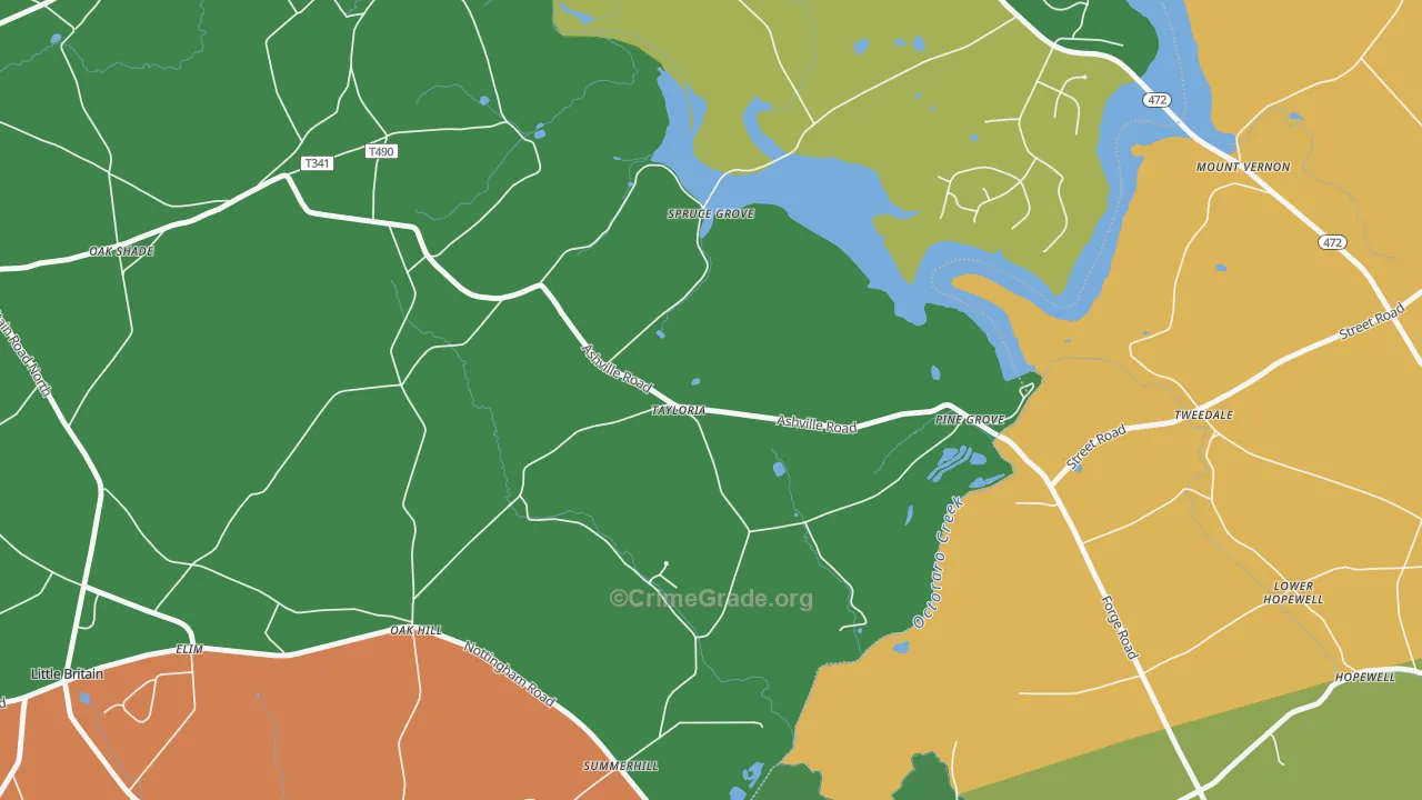 Tayloria, PA Map of Theft Rates