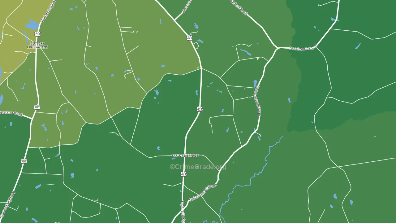 Taylors Bridge, NC Map of Theft Rates