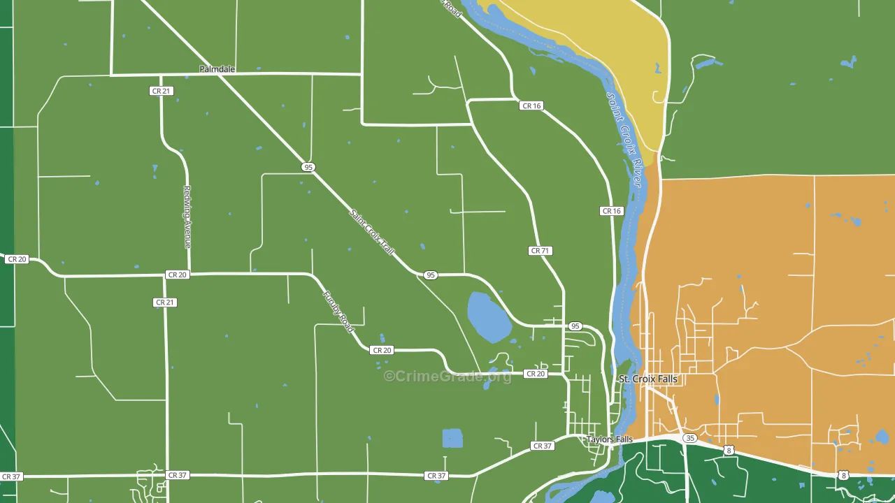 Taylors Falls, MN Map of Theft Rates