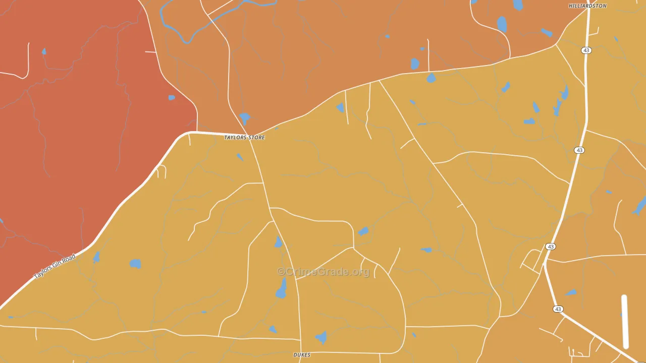 Taylors Store, NC Map of Theft Rates