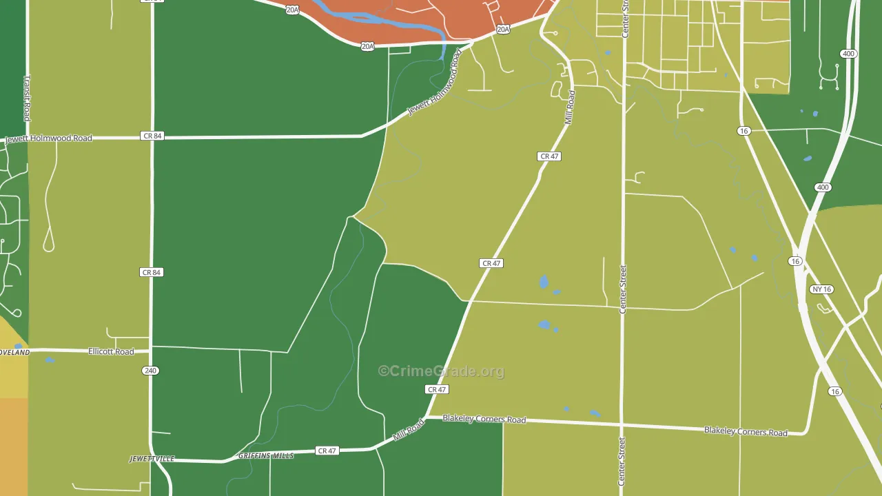 Taylorshire, NY Map of Theft Rates