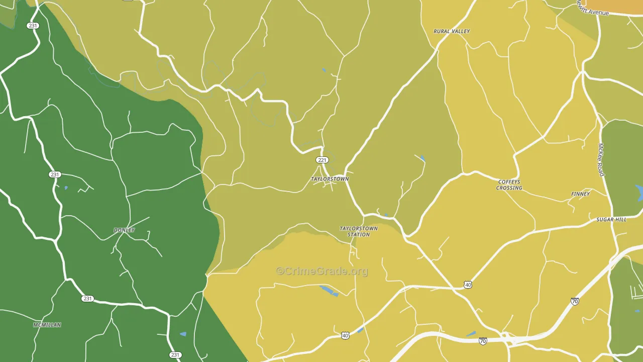 Taylorstown, PA Map of Theft Rates