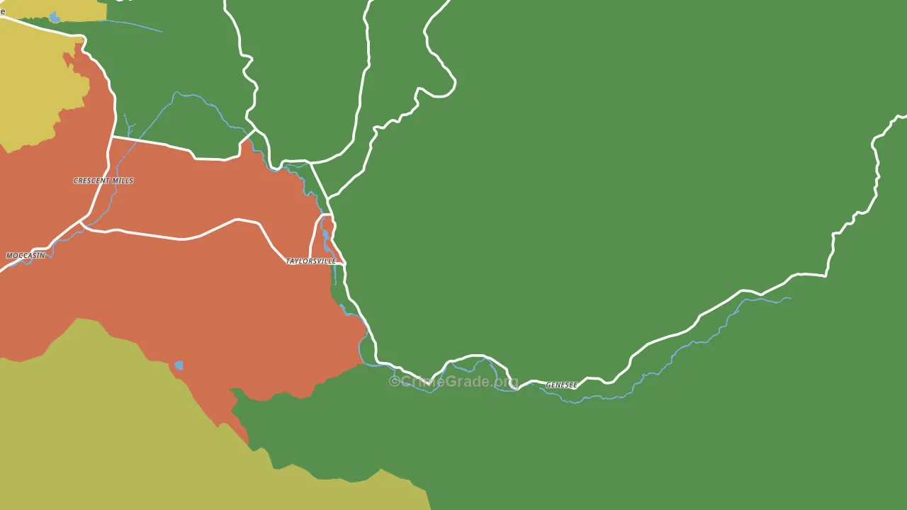 Taylorsville, CA Map of Theft Rates