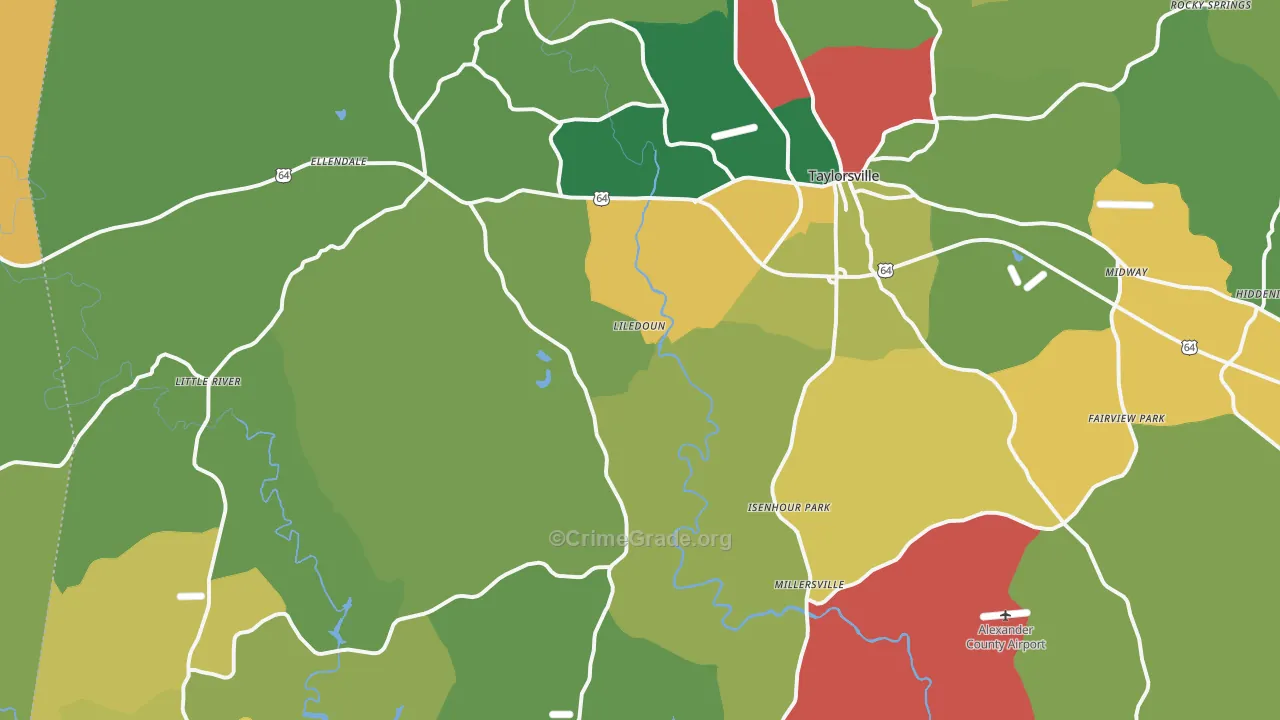 Taylorsville, NC Map of Theft Rates