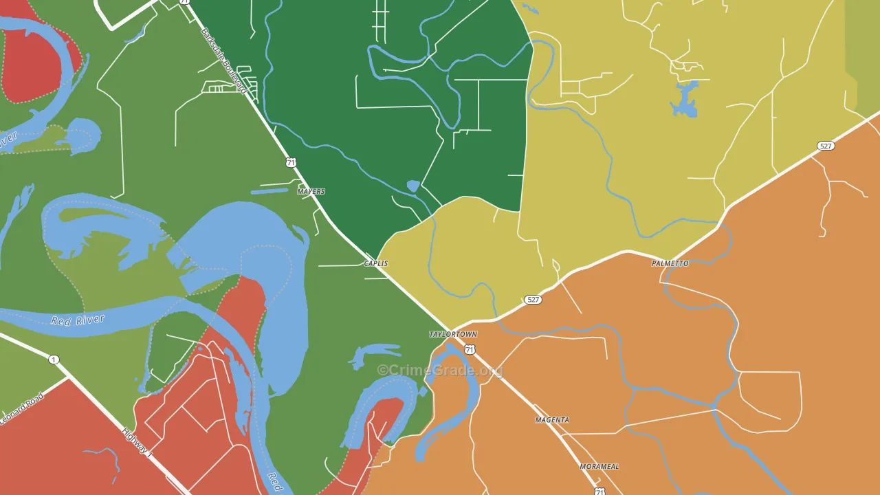 Taylortown, LA Map of Theft Rates