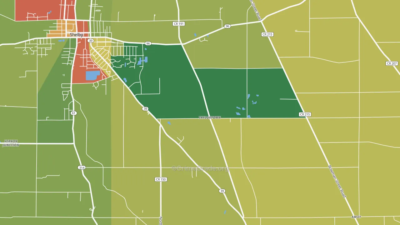 Taylortown, OH Map of Theft Rates