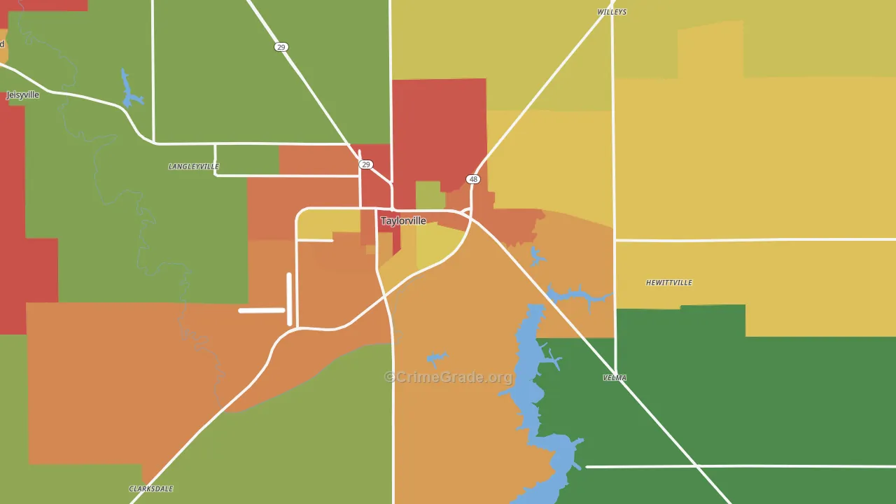 Taylorville, IL Map of Theft Rates