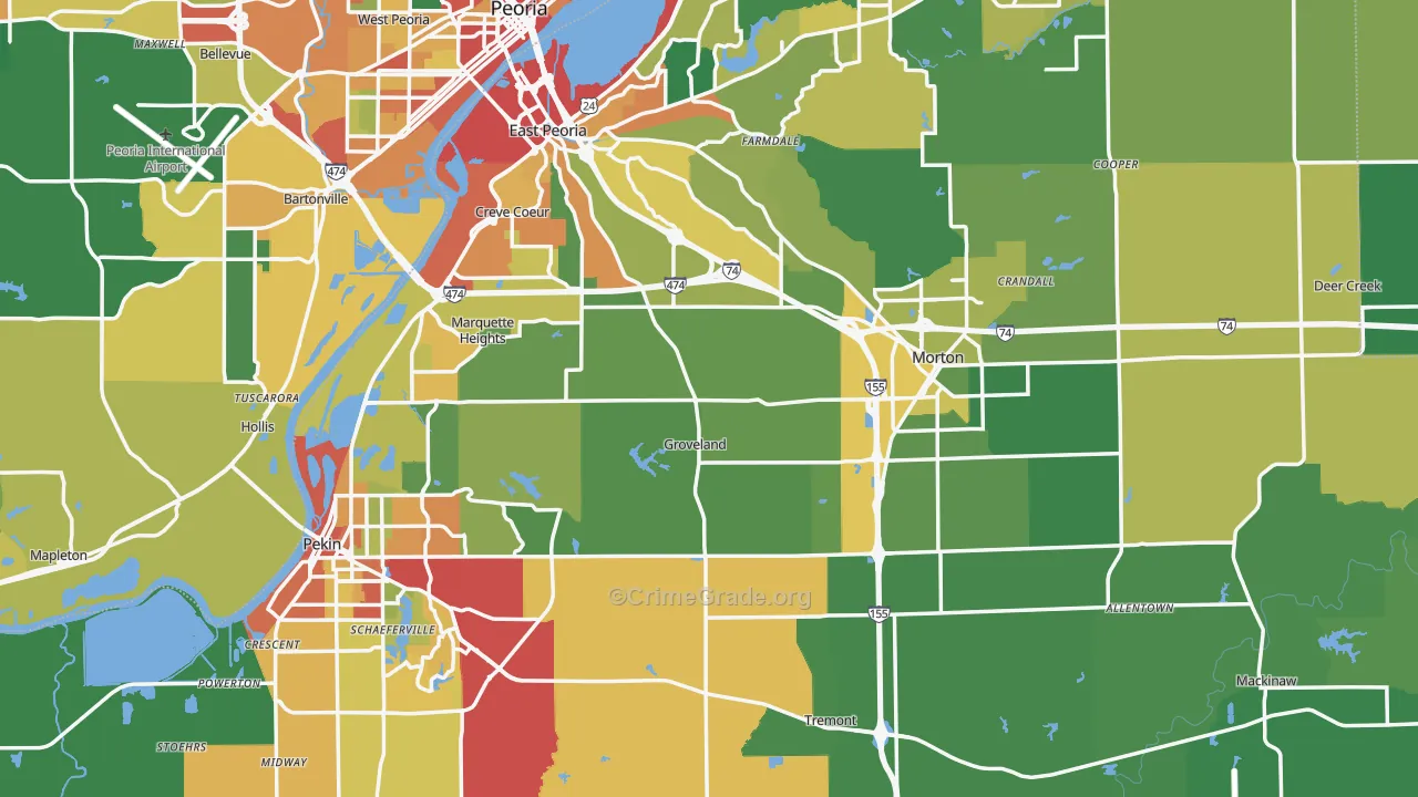 Tazewell County, IL Map of Theft Rates
