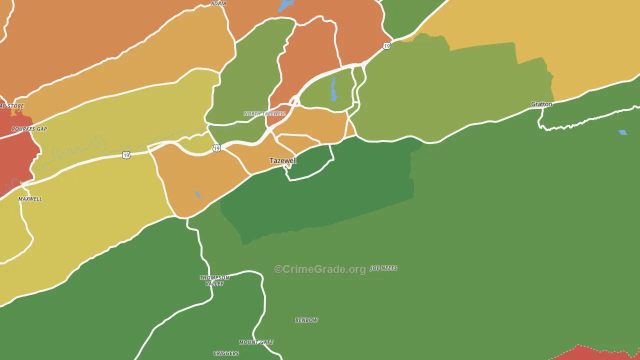 Tazewell, VA Map of Theft Rates