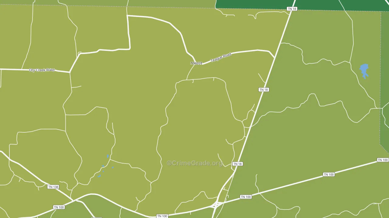 Teague, TN Map of Theft Rates