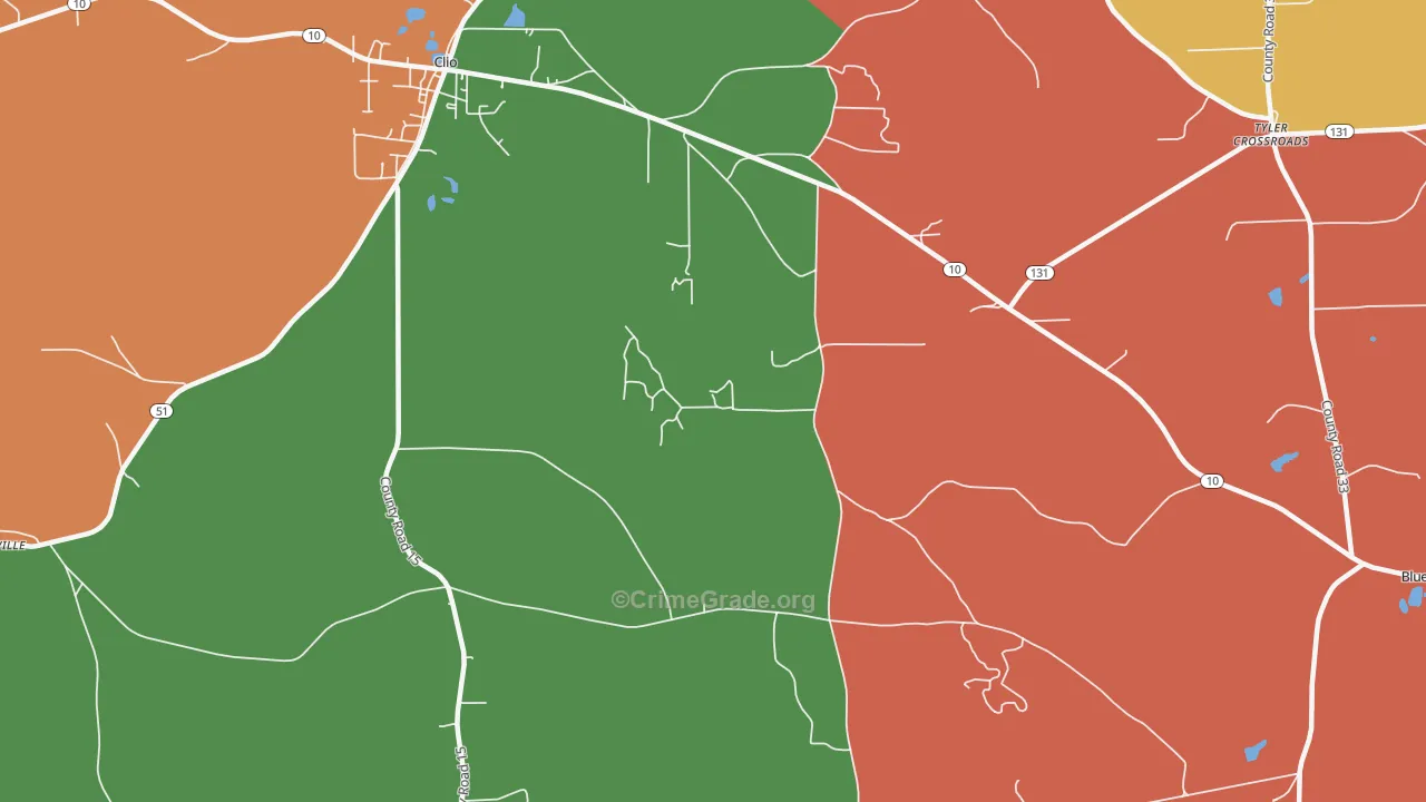 Teals Crossroads, AL Map of Theft Rates