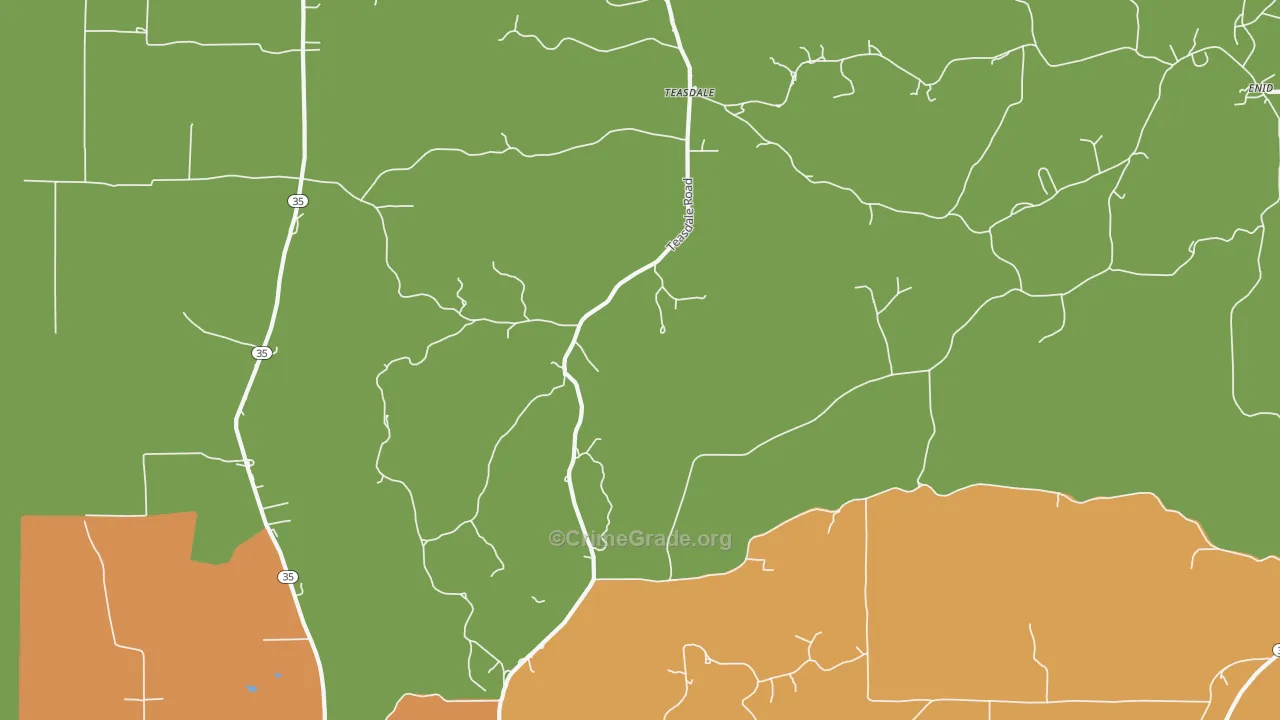 Teasdale, MS Map of Theft Rates