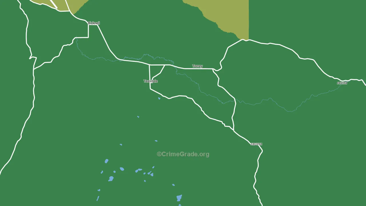 Teasdale, UT Map of Theft Rates