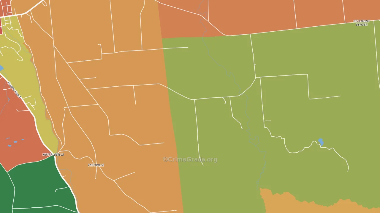 Teboville, NY Map of Theft Rates